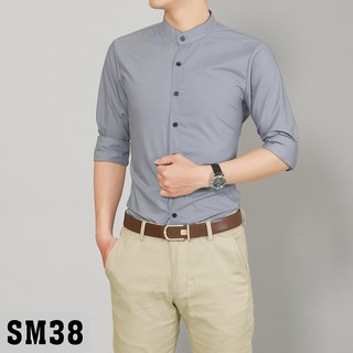 Áo sơ mi nam cổ tàu cổ điển trẻ trung