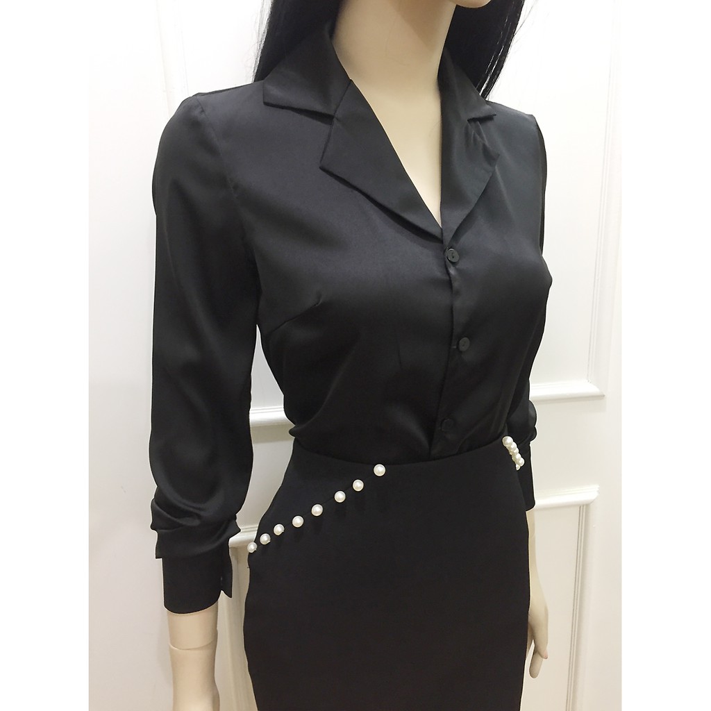 Áo Sơ Mi Nữ 💖𝑭𝒓𝒆𝒆𝒔𝒉𝒊𝒑💖 Áo Cổ Vest Nữ Công Sở Màu Vàng, Đen, Trắng | BigBuy360 - bigbuy360.vn