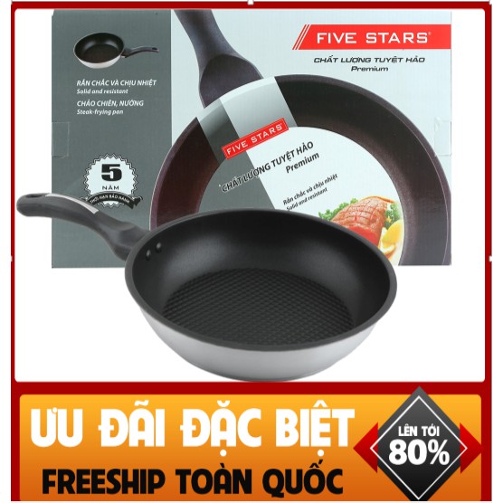 CHẢO CHỐNG DÍNH FIVESTAR 3 ĐÁY, INOX 430, CHẢO ĐÁY TỪ 3 LỚP ĐÁY DÙNG CHO MỌI LOẠI BẾP /HCC006