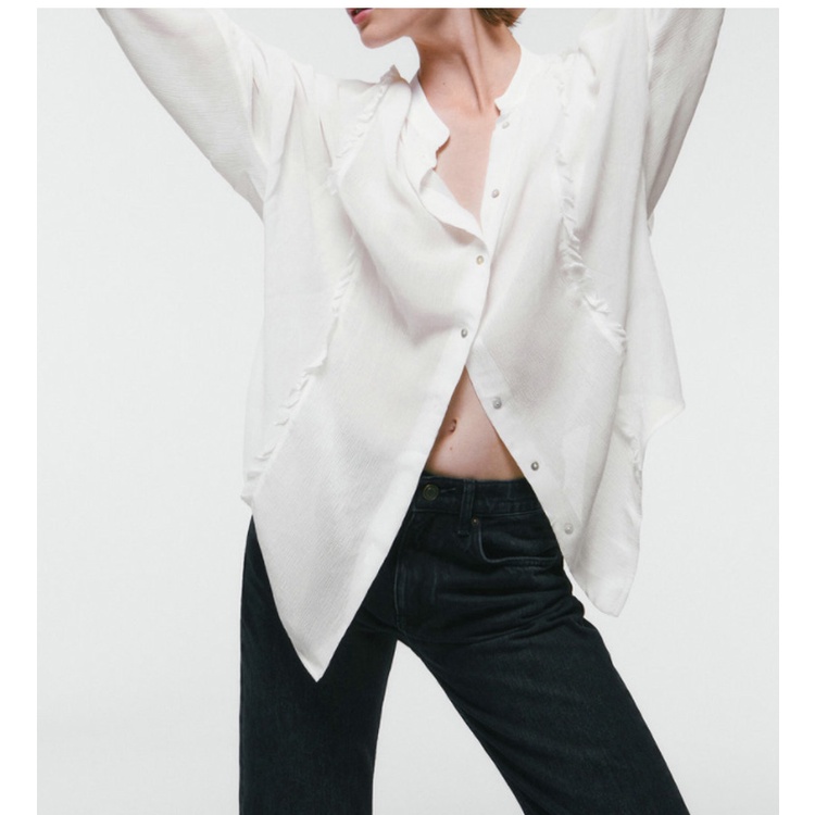 Zara Áo Sơ Mi Tay Dài Cổ Tròn Dáng Rộng Thời Trang Mùa Hè 22 Kiểu5117809
