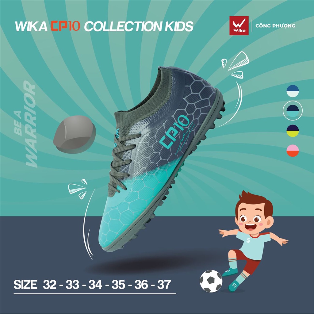 GIÀY ĐÁ BÓNG WIKA CP10 KIDS CHO SÂN CỎ NHÂN TẠO FULL MÀU FULL SIZE 32-37