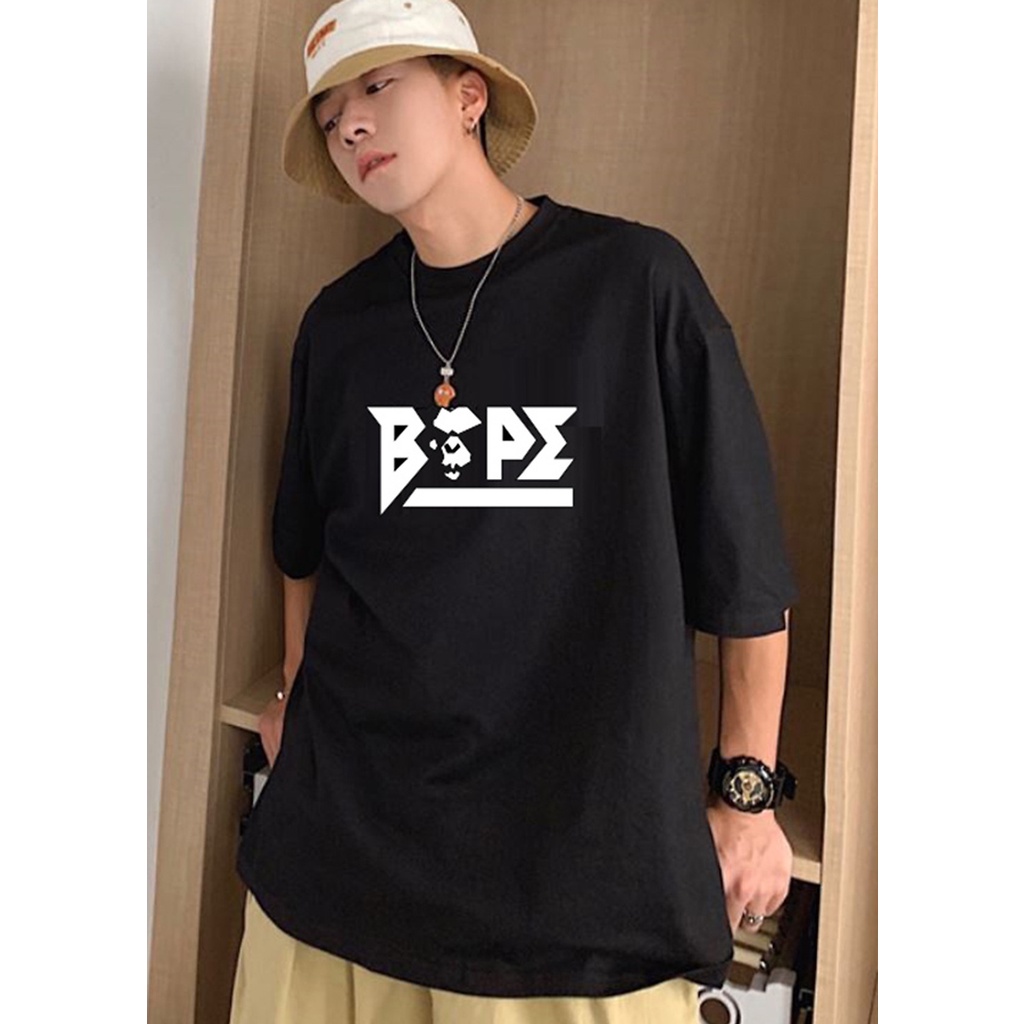 Áo thun nam tay lỡ, Áo phông nam BAPE tay lỡ cổ tròn Basic cơ bản có size FEENY STORE