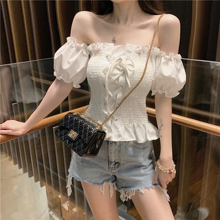 Áo thắt eo tay phồng trễ vai