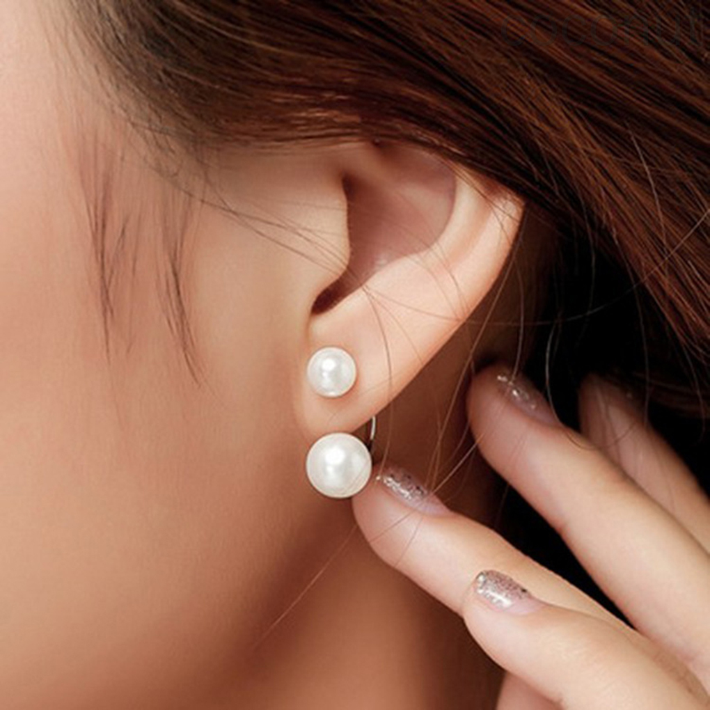 Bông Tai Mạ Bạc 925 Đính Ngọc Trai Giả Xinh Xắn