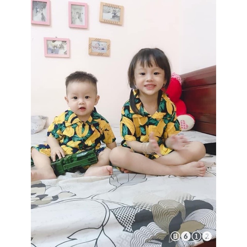 Bộ hoa quả cho bé - Set bộ Pijama cộc tay cho bé nam nữ 🎀 Chất lanh thoáng mát họa tiết hoa quả