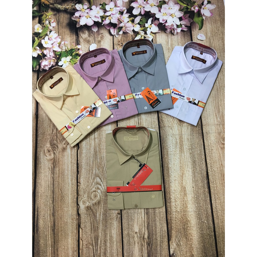 Áo sơ mi nam trung niên trơn nhiều màu size dưới 85kg