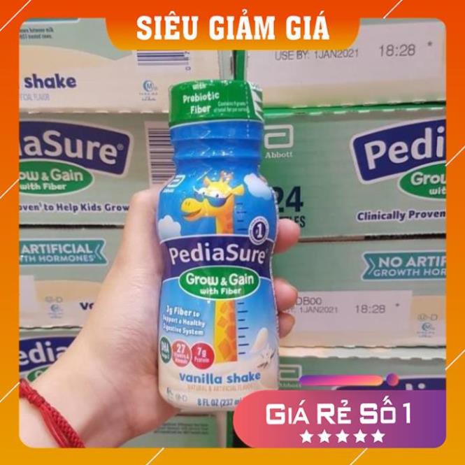 DATE 2021 THÙNG 24 CHAI SỮA PEDIASURE FIBER HƯƠNG VANILLA 237ML (shopmh59)