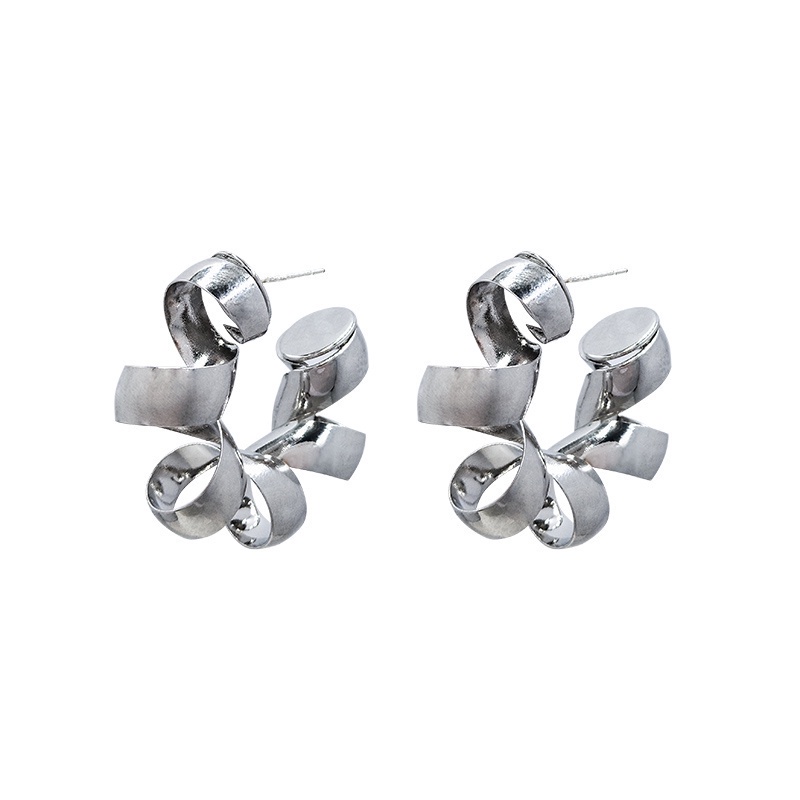 Khuyên Tai Hình Bán Nguyệt Xoắn Ốc Đơn Giản Thời Trang Hàn Quốc