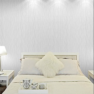 Decal giấy dán tường 10M sợi chỉ trắng khổ 45cm keo sẵn, sang trọng