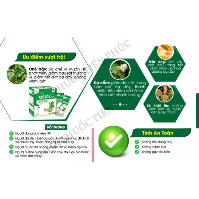 Chè dây DEHP bình vị Gel - Hỗ trợ giảm viêm loét dạ dày do xoắn khuẩn HP Hộp 20 gói, 30 gói
