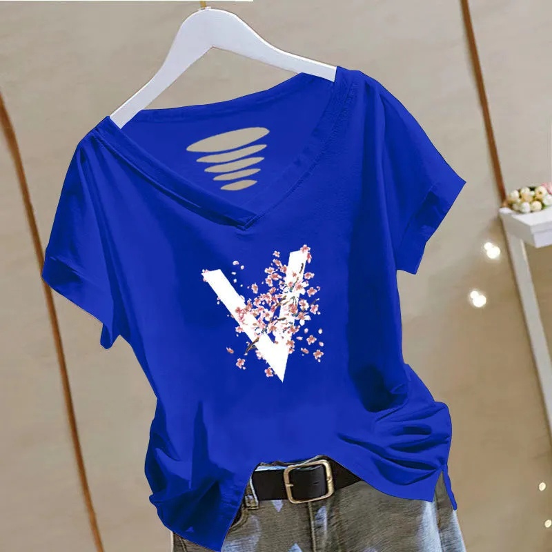 Áo Thun Tay Ngắn Cổ Chữ V Plus Size C9463