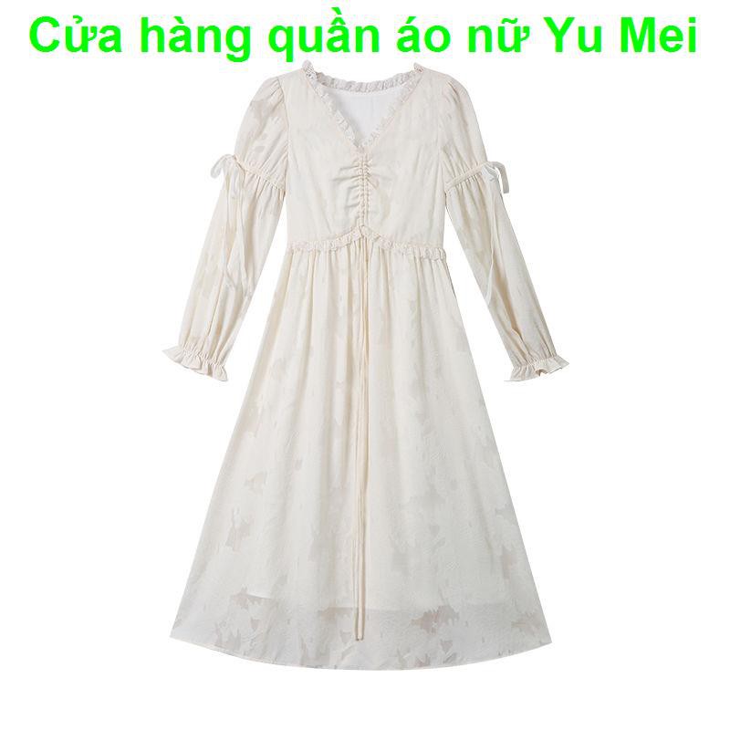 Mối tình đầuThiết kế kiểu Pháp văn nghệ váy liền thân dài mối tình đầu nữ xuân 2021 mẫu mới dịu dàng khí chất