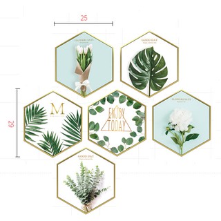 Decal Khung hình Lục giác Hoa