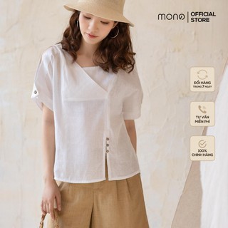 Áo kiểu xẻ vai vải linen tự nhiên MONO