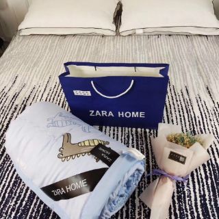 2 chăn zara home( 1 dương xỉ, 1 hình dứa)