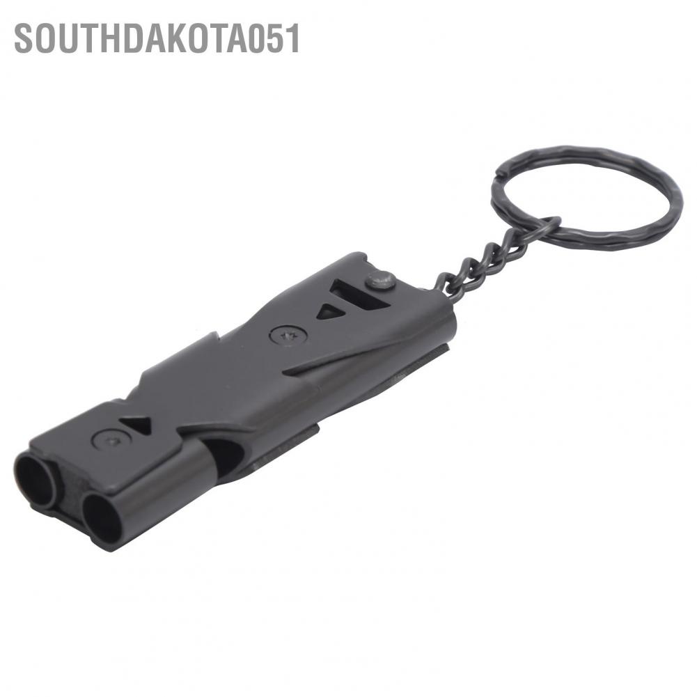 Southdakota051 Outdoor Survival Whistle with Keychain Stainless Steel Double Tubes Safety