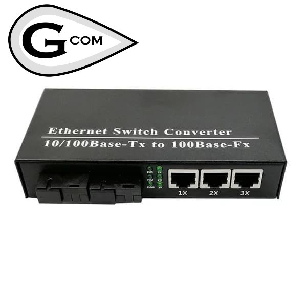 Bộ Chuyển Đổi Dây Cáp Optic Sang Ethernet 2x Fo + 3x Lan Converter