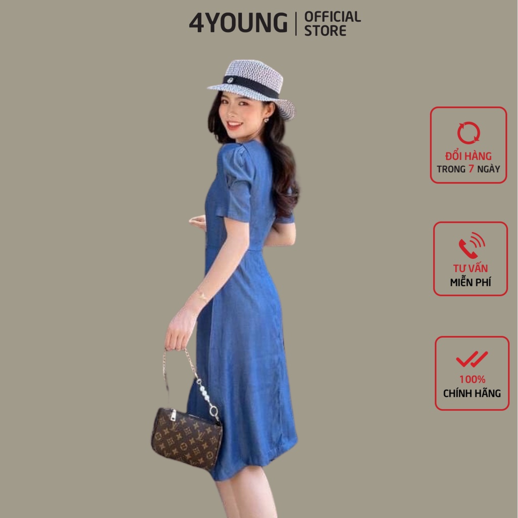 Đầm cổ vuông cao cấp dự tiệc thiết kế thời trang 4YOUNG D125