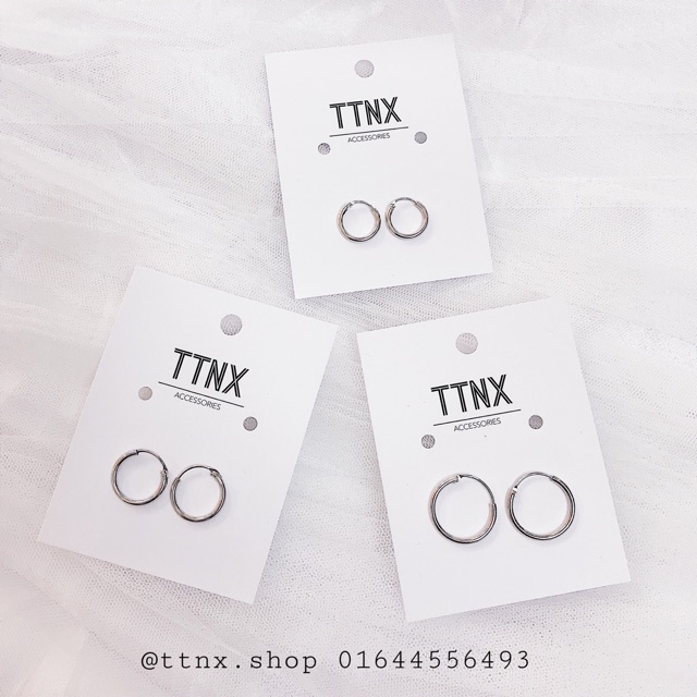 Khuyên tai bạc tròn nhỏ unisex ⚡FREESHIP⚡ 3 size 10mm, 15mm, 18mm