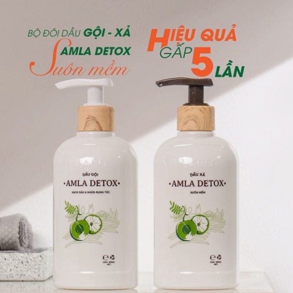 Dầu gội và dầu xả AMLA DETOX ngăn rụng tóc, sạch gàu hết ngứa cho mái tóc suôn mềm Lacocosmetics.vn LITIC