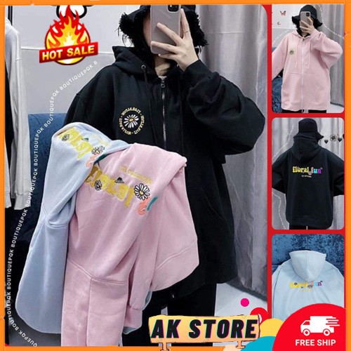 [Mã WASTMAY giảm 15% tối đa 30K đơn 150K] [Kèm Quà] ÁO HOODIE - ÁO KHOÁC NỈ NGOẠI Floral Fun (Kèm Ảnh Thật) - AK.STORE