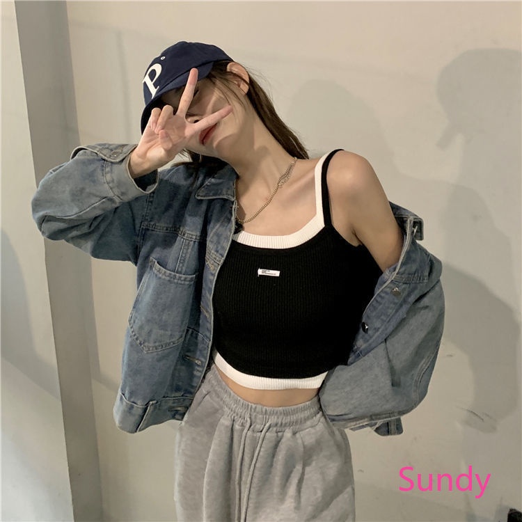 Áo Hai Dây Màu Khối Thời Trang Mùa Hè Quyến Rũ Cho Nữ