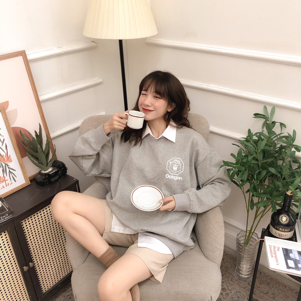 [Áo Sweater Basic Xám] By Octagon | BigBuy360 - bigbuy360.vn