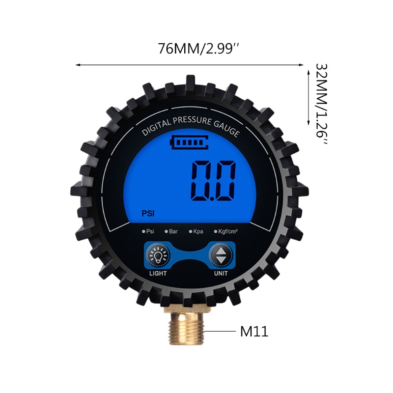 Đồng hồ đo áp suất không khí kỹ thuật số có đèn led 0-200psi độ chính xác cao 1%