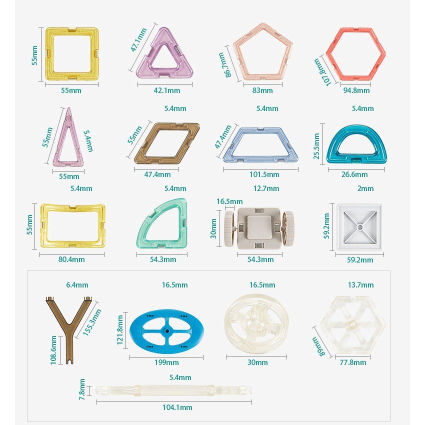 Đồ chơi cho bé, bộ xếp hình nam châm Magnetic Blocks - Kub Shop Babe K