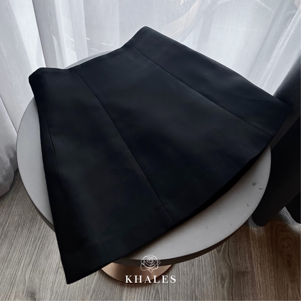Chân váy mini KHALES Sina vải tuyết mưa cạp cao, dáng chữ A
