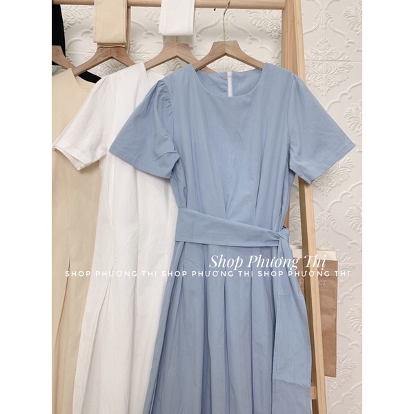 Váy cổ tròn basic thiết kế xếp li eo phong cách Hàn Quốc (video/sẵn) | BigBuy360 - bigbuy360.vn