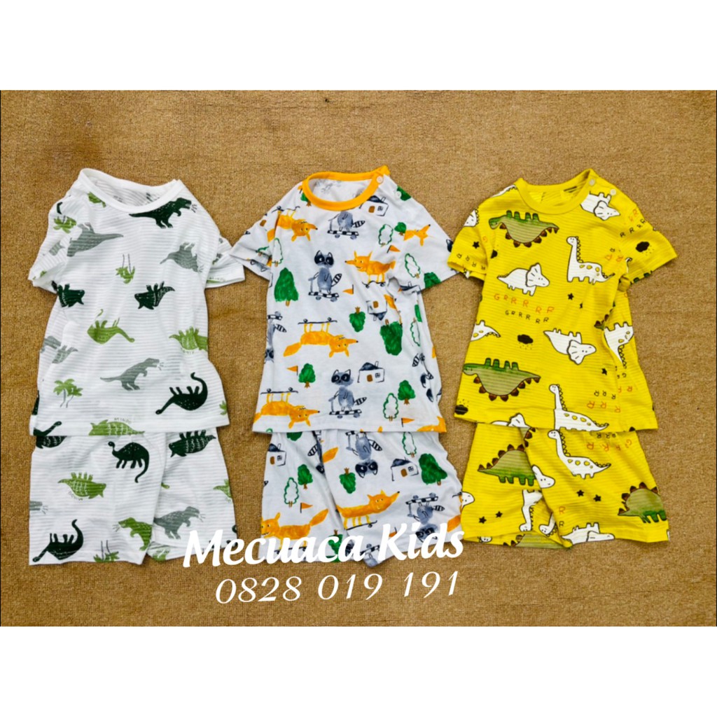 [90-130] Bộ cotton/cotton giấy cộc tay sợi tre xuất Hàn cho bé/bé trai