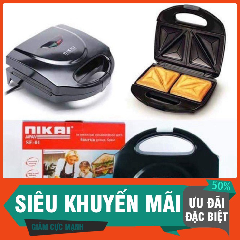 [FREE SHIP] Máy nướng bánh mỳ sandwich Nikai nhanh gọn, tiện lợi (ảnh thật)