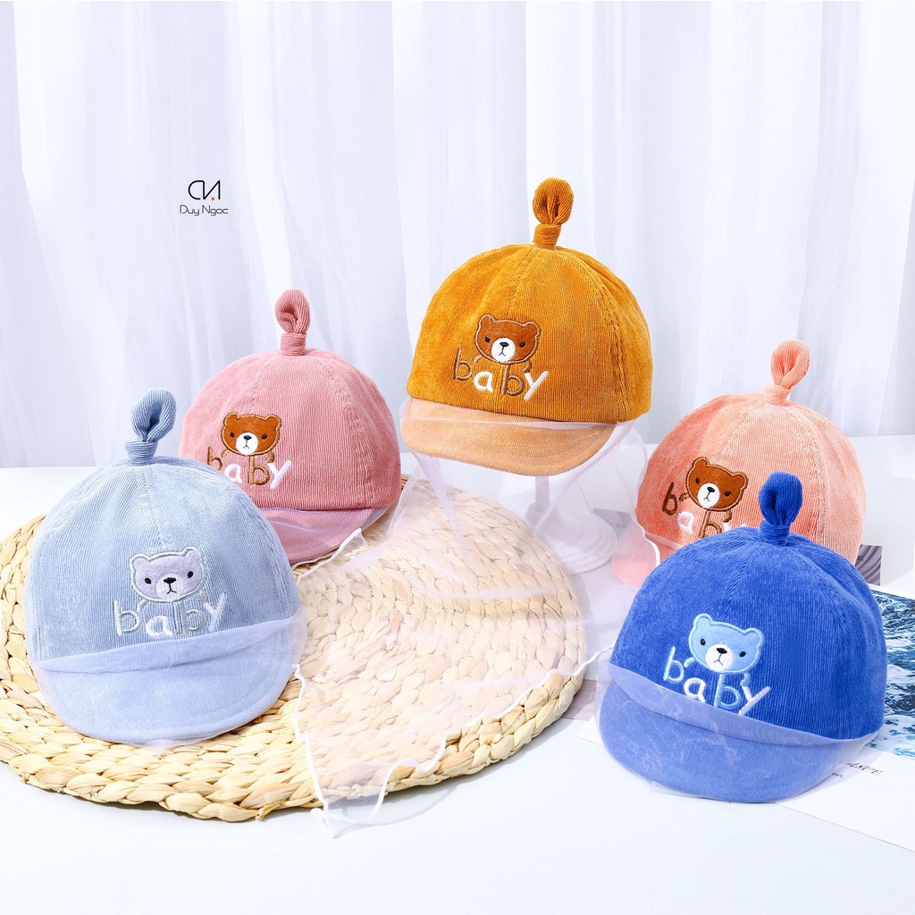 Nón kết có khăn voan chống bụi Duy Ngọc Đồng Giá Cho bé sơ sinh từ 3 tháng
