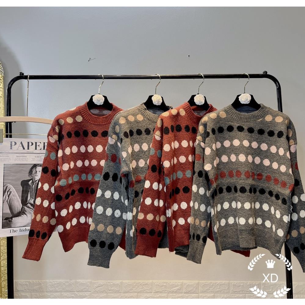 Áo len tay dài, áo len form dài chấm bi cực xinh mix đồ cực dễ chất len mặc ấm hàng quảng châu cao cấp mặc là sang | BigBuy360 - bigbuy360.vn