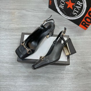 Guốc gucci gót vuông 6p chất da mềm