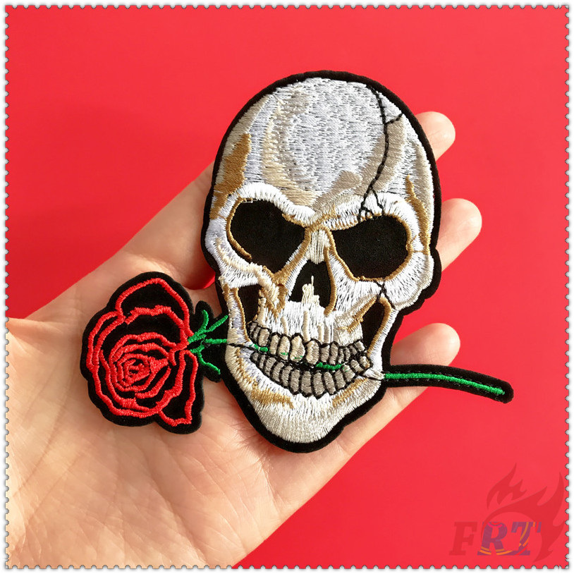 Miếng dán ủi trang trí quần áo thêu họa tiết bộ xương phong cách hiphop DIY