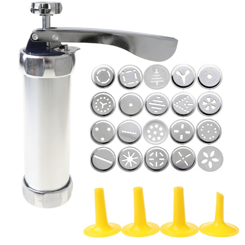 be❀  Cookie Press，Cookie Press Gun Kit, DIY Biscuit maker and Churro Maker with 20 Decorative Stencil Discs and 4 Icing Tips for Funny Kitchen