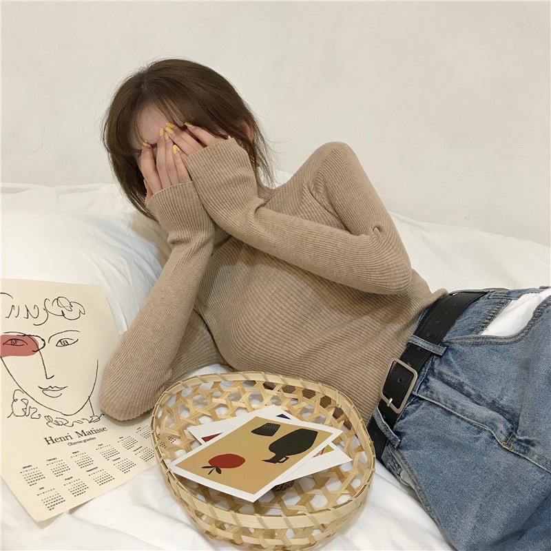 Áo len CỔ LỌ cao 15 phân phong cách Hàn Quốc