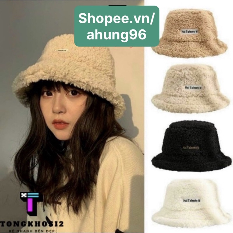 Mũ lông cừu bucket retro phong cách hàn quốc mũ lông cừu nữ mềm giữ ấm thu đông ulzzang AH
