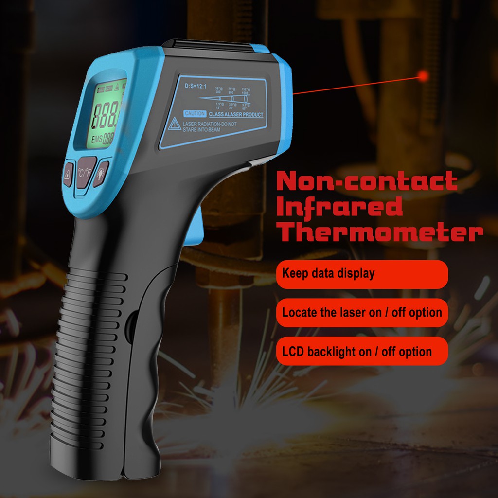 Súng Đo Nhiệt Độ Bằng Laser - 58 ° F Sang 1112 ° F  Kèm Màn Hình Lcd Chất Lượng Cao