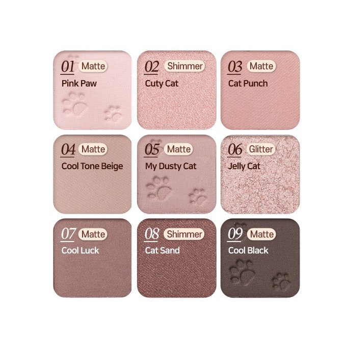 Bảng Phấn Mắt 9 màu tông hồng ETUDE Play Color Eyes Dusty Cat Sành Điệu 0.8g x 9