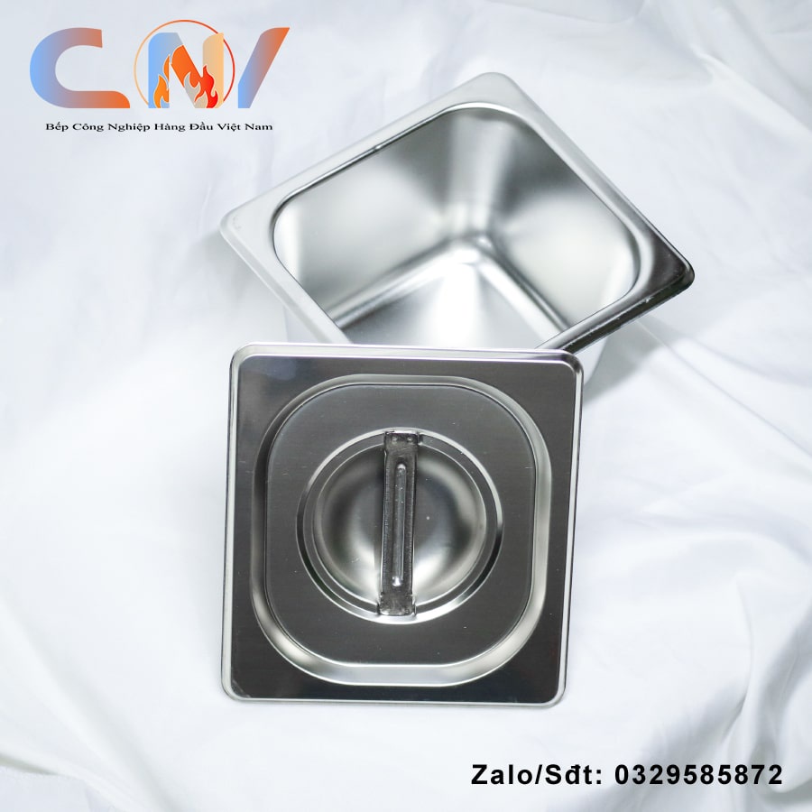 Khay đựng topping trà sữa 1/6 inox sâu lòng 16,5 x 17,6cm KGN16