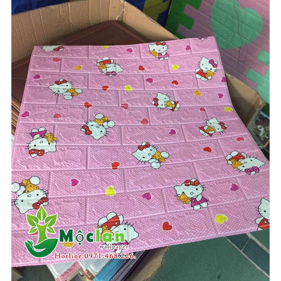 Xốp Dán Tường 3D DOREMON  VÀ HELLO KITTY, khổ 70cm x 77cm, dày 5mm. Siêu đẹp. | BigBuy360 - bigbuy360.vn