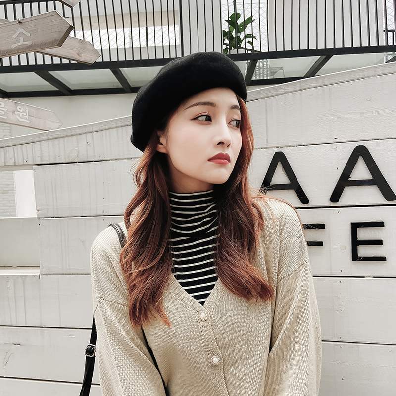 Cổ áo giả dệt kim màu trơn phối bèo tháo rời linh hoạt cho nữ