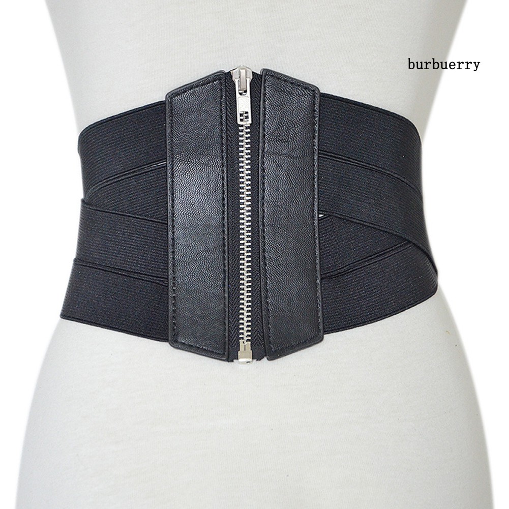 Thắt lưng corset co giãn thiết kế buộc dây phối khóa kéo thời trang cho nữ