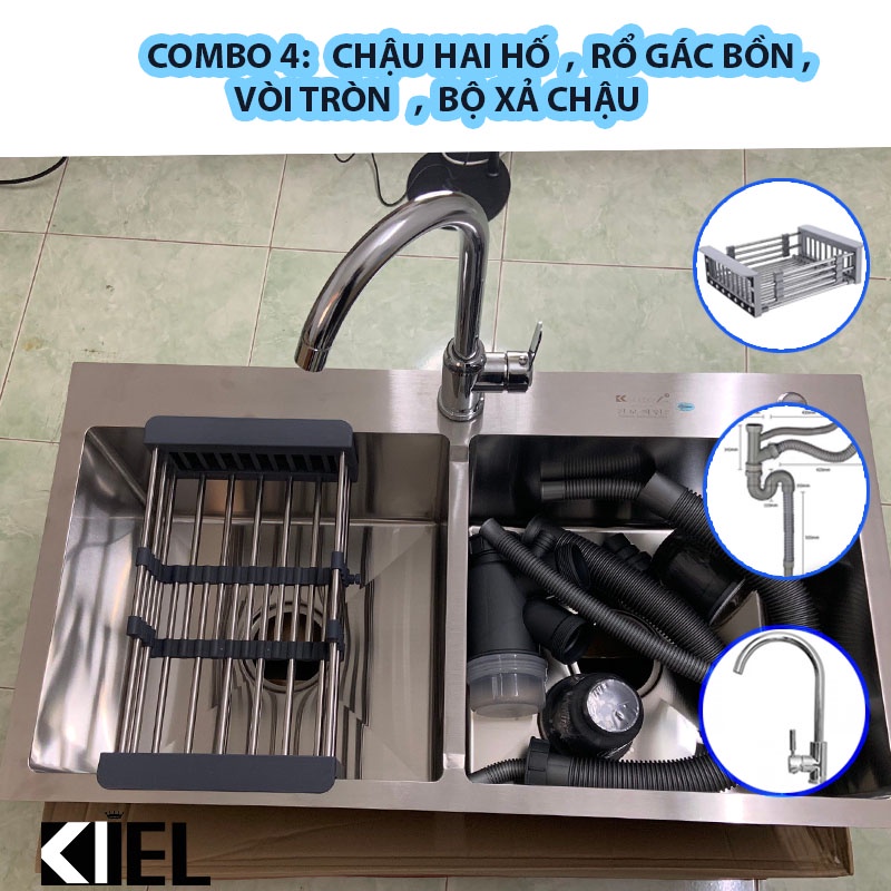 Bồn rửa bát chén inox 304 Kagol hai hố cân 8245 dày 3.5li siêu đẹp, siêu bền bảo hành 24 tháng .