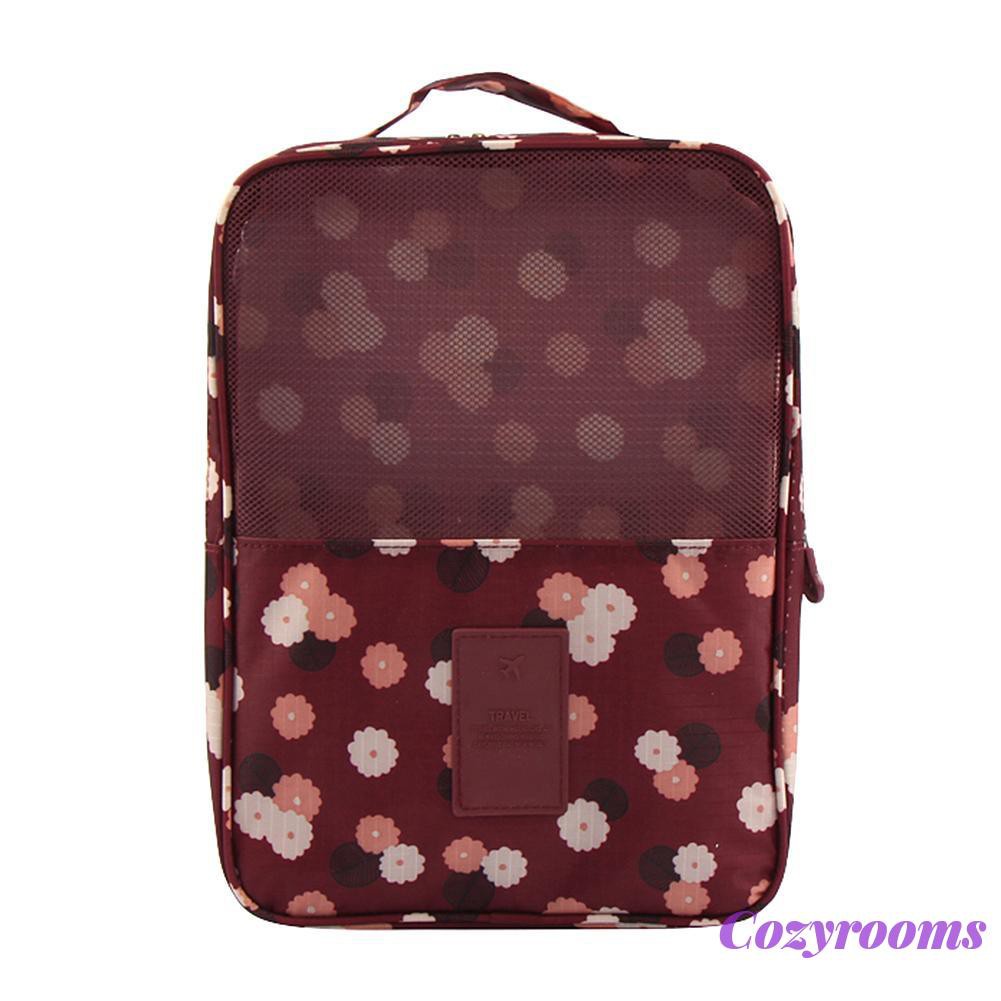 Breathable Floral Printed Shoe Bag Waterproof Three-layer Travel Boots Case