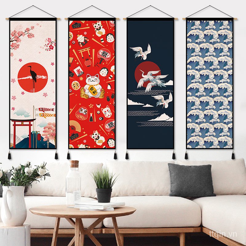Tranh vải treo tường trang trí nhà hàng sushi phong cách Nhật Bản