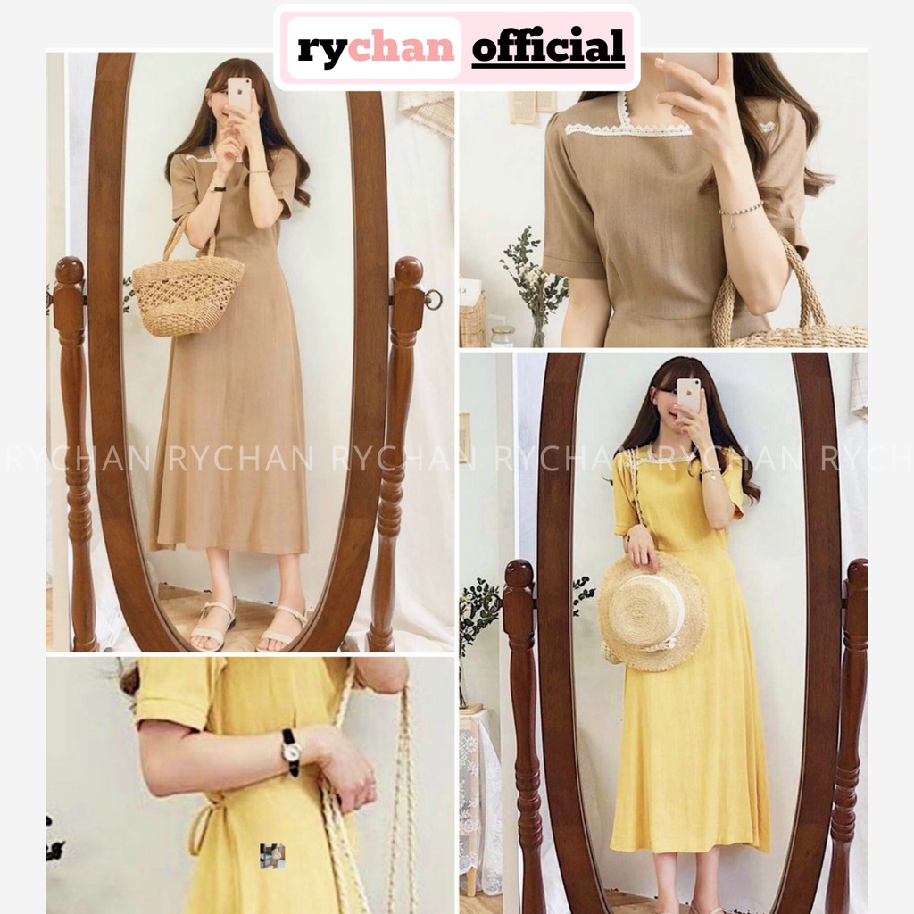 Đầm Maxi Xòe Cổ Vuông Dáng Dài 2 Màu - DM464